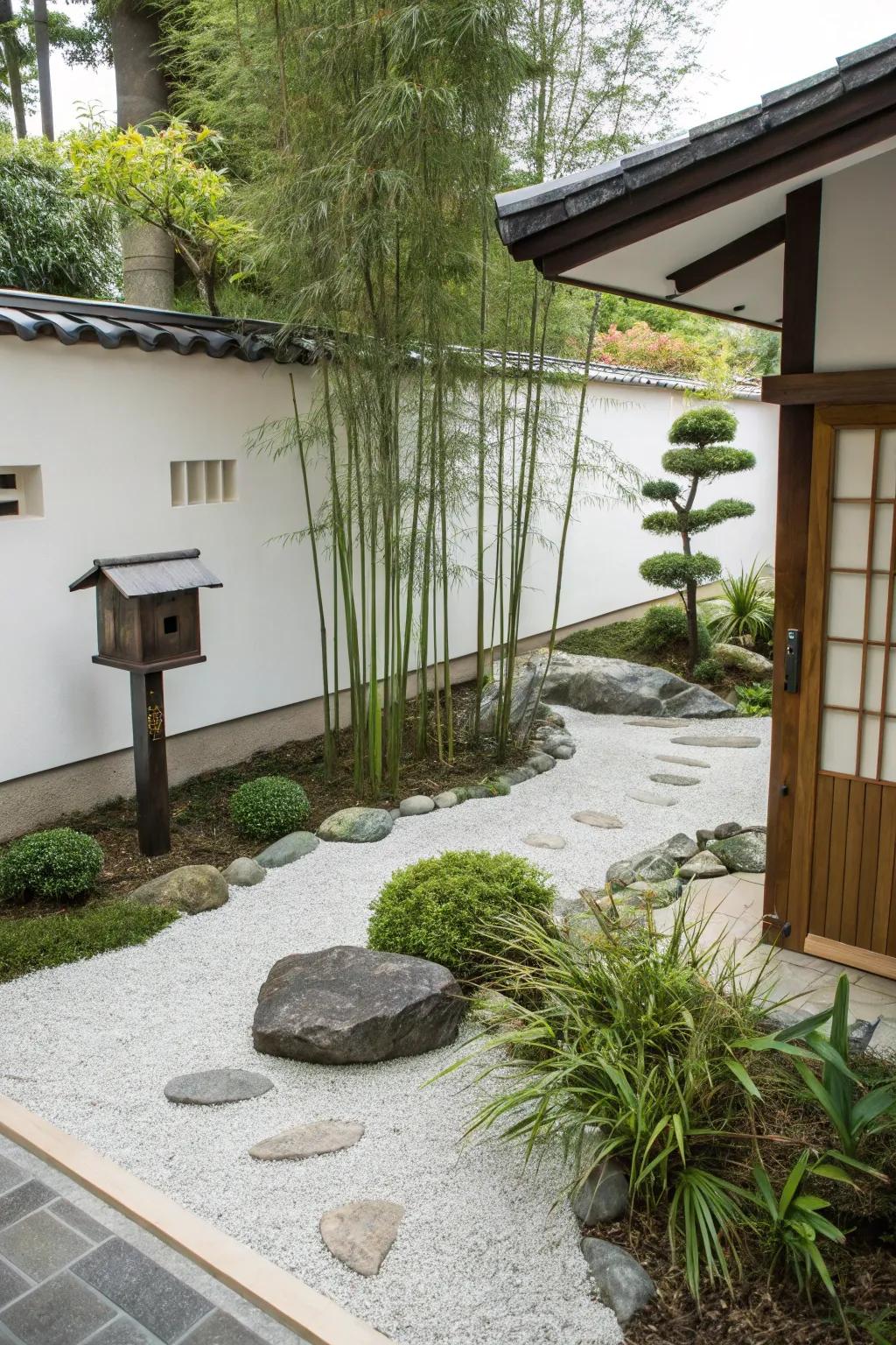 Zen-inspired designs bring calm and simplicity to mailbox planters.