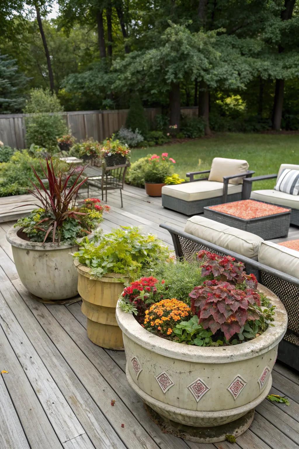 Vintage planters bring unique charm and nostalgia.