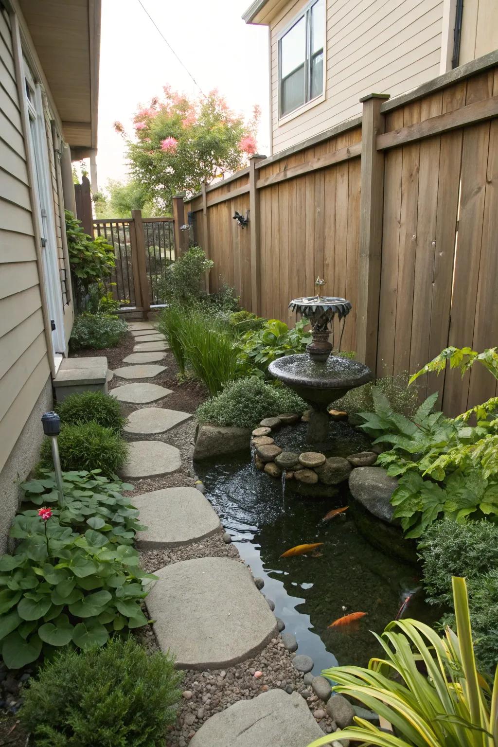 A water feature adds a calming soundscape to your garden.
