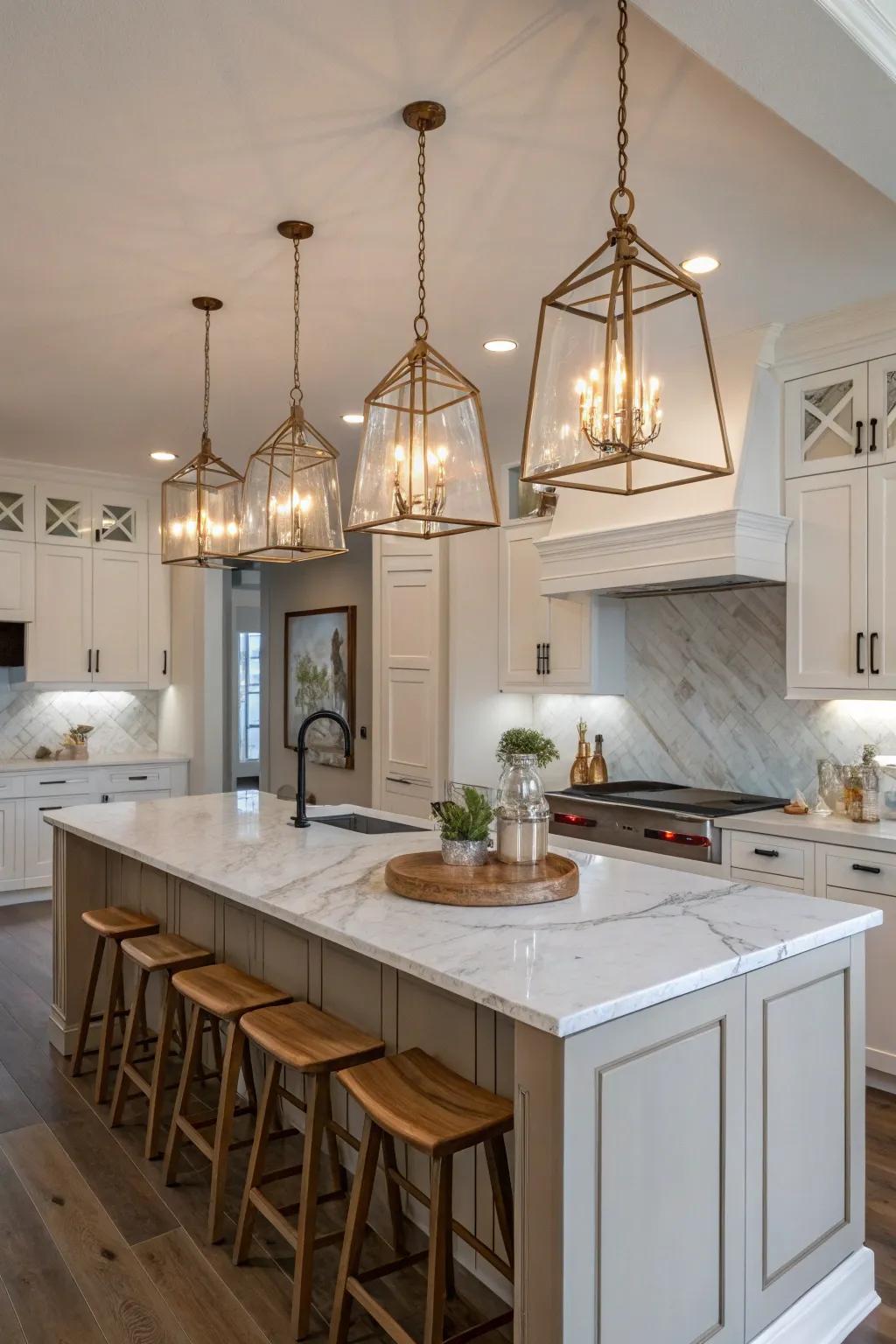 Hanging lighting adds charm and functionality to your kitchen.