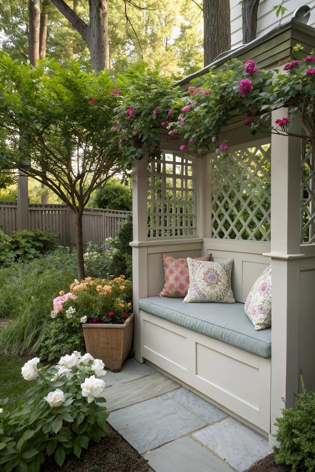 A tranquil external alcove, ideally positioned for relishing fresh air and serenity.