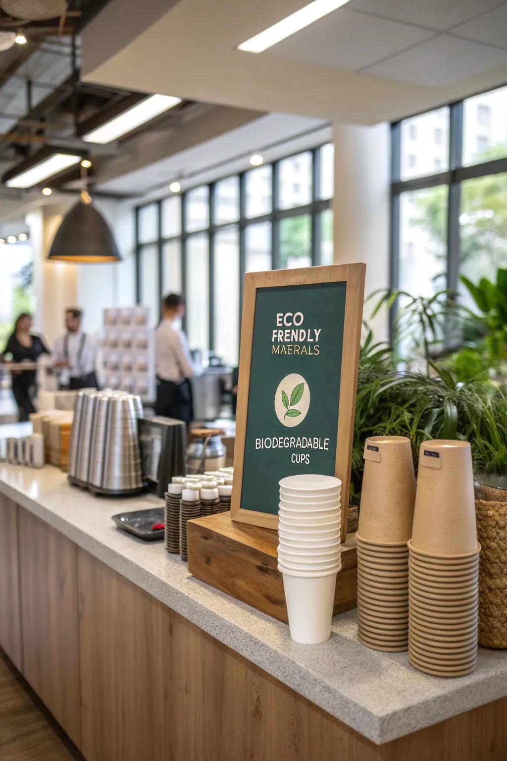 An eco-friendly coffee station exemplifies a commitment to sustainability.
