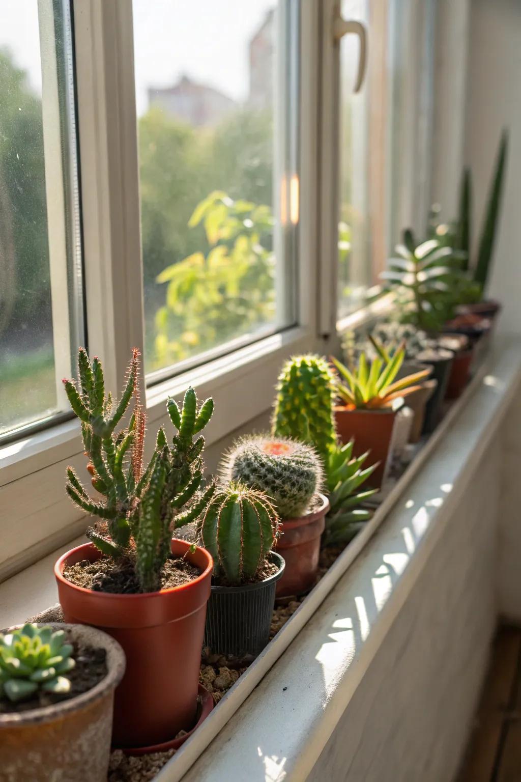 Brighten window ledges with sun-loving flora.