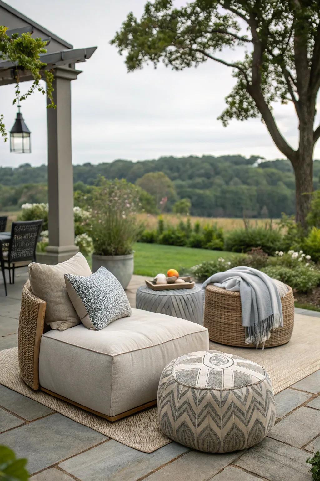Outdoor ottomans boosting patio relaxation