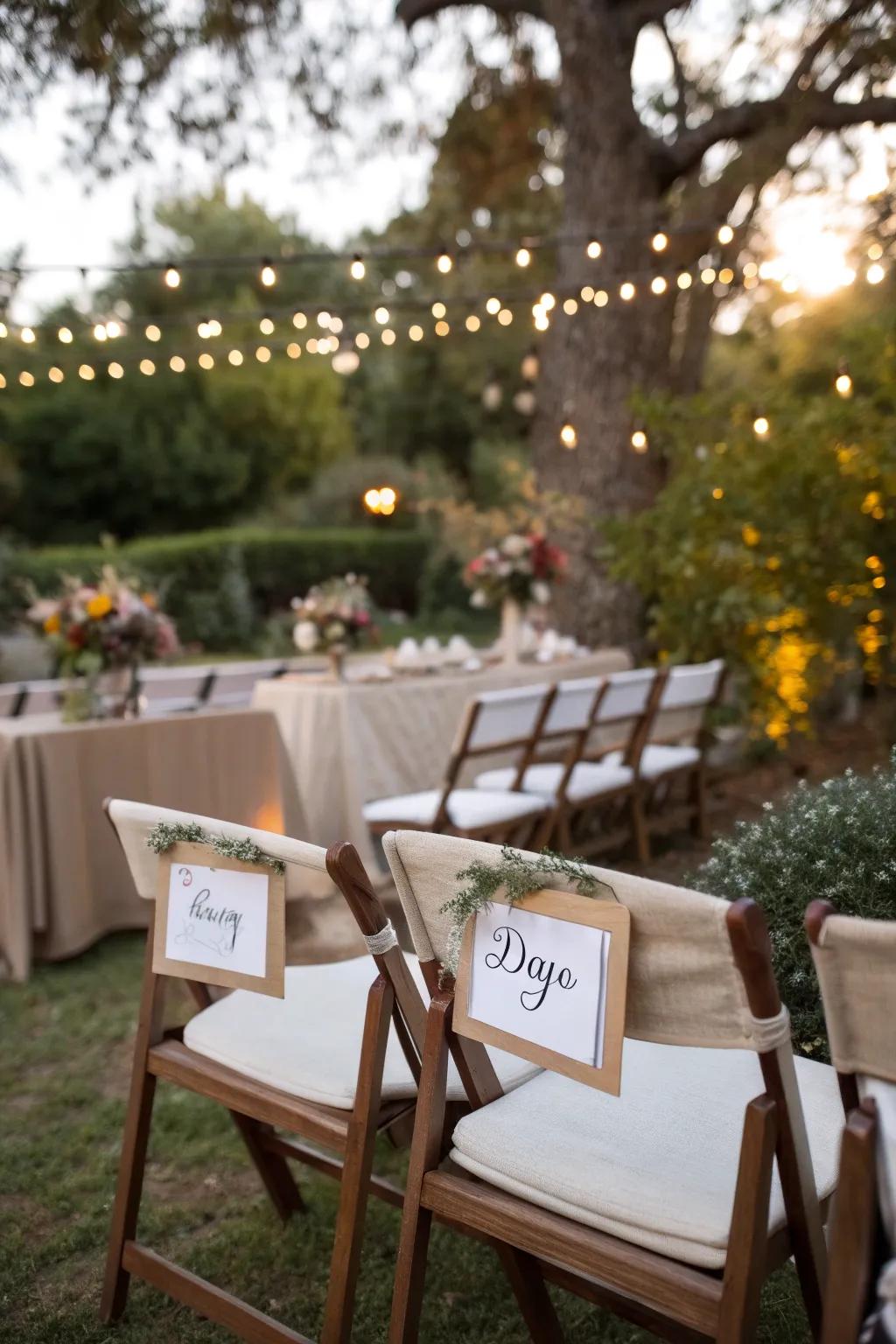 Customized seating contributes a personal and welcoming nuance.