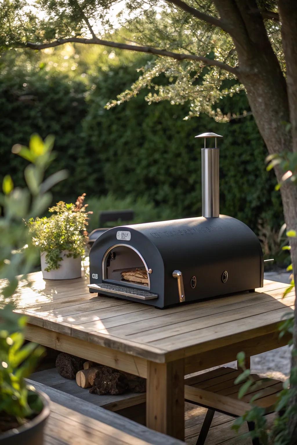 Elevate your outdoor space with a compact countertop pizza oven, where minimalist design meets authentic flavor.