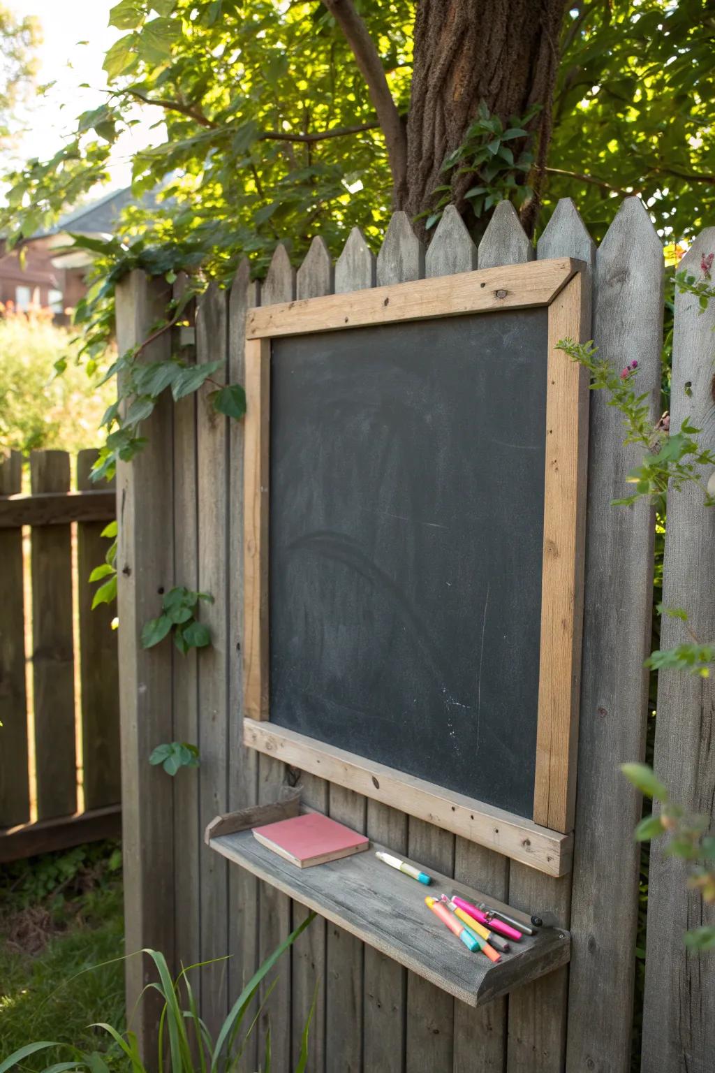 Elevate your outdoor space with a handcrafted chalkboard—where creativity meets craftsmanship.