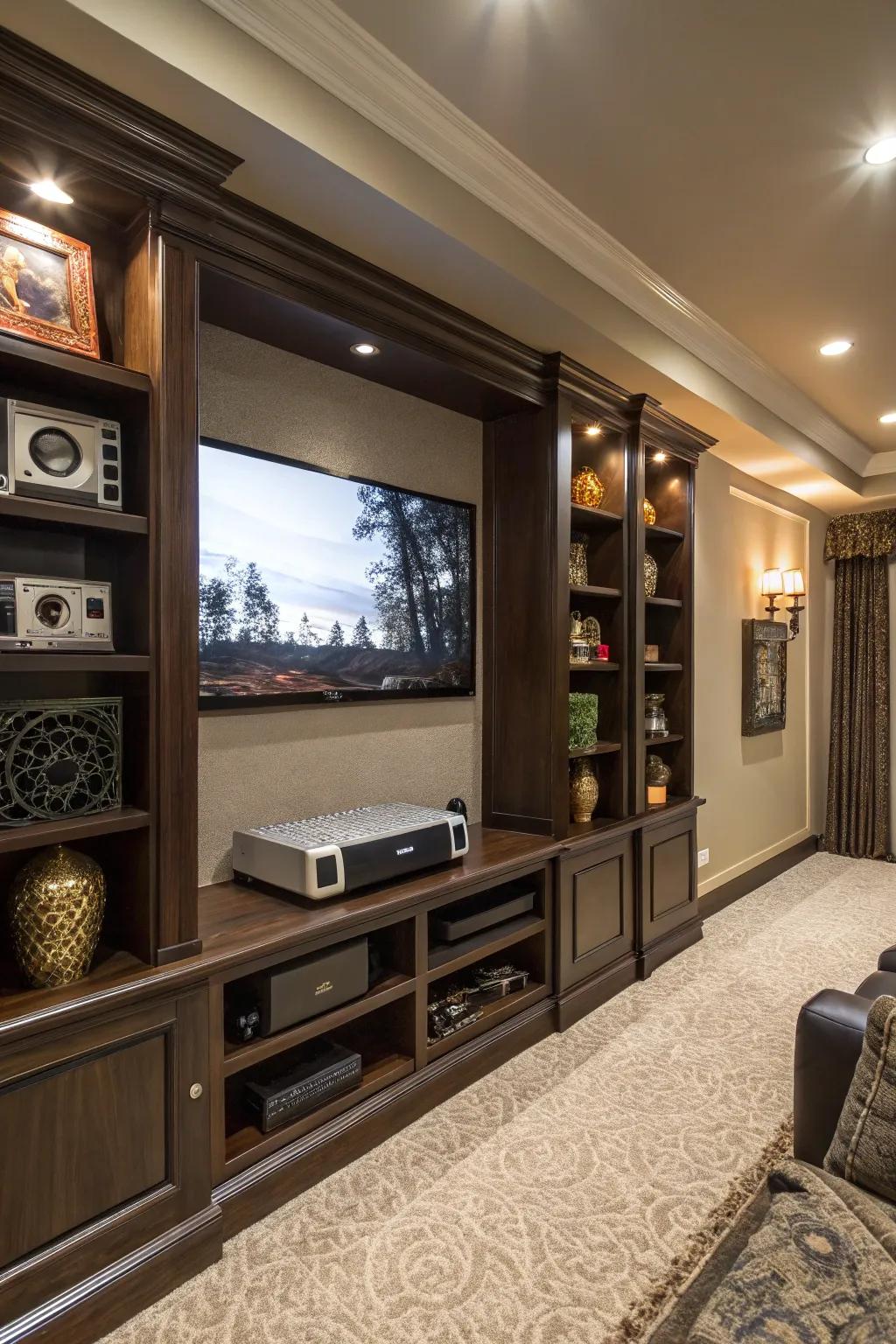 Tailored shelving melds utility with aesthetic charm.