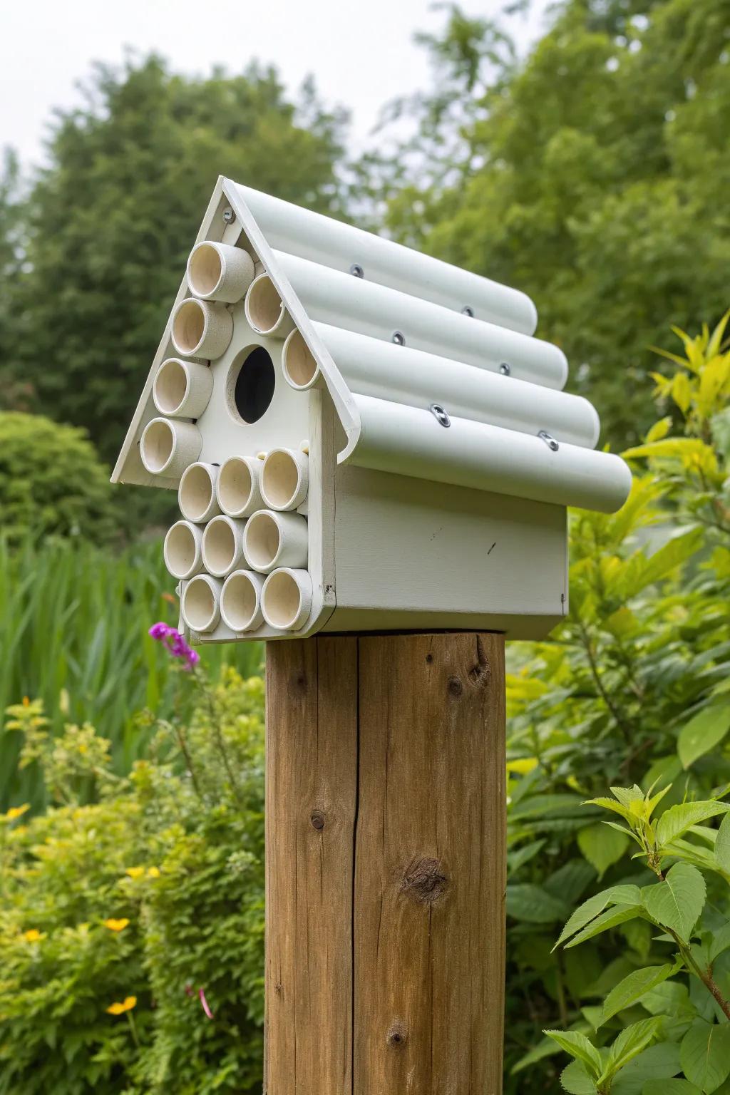 Elevate your garden with this sleek PVC birdhouse - where craftsmanship meets nature.