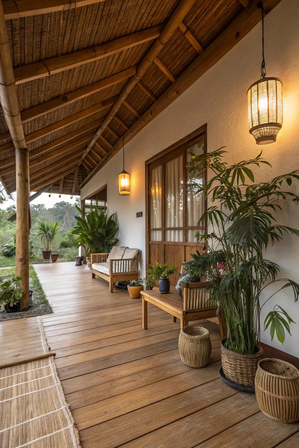 Sustainable bamboo flooring adds elegance and eco-consciousness to this ranch home.