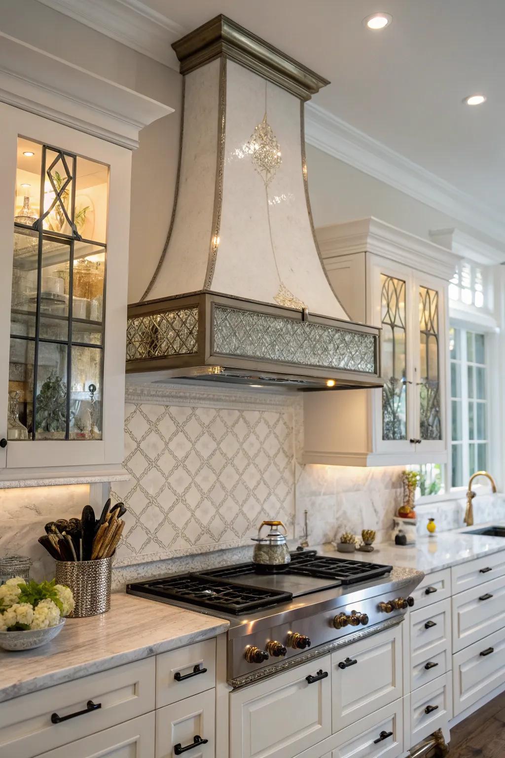 Modern glass touches add sleek elegance to your range hood.