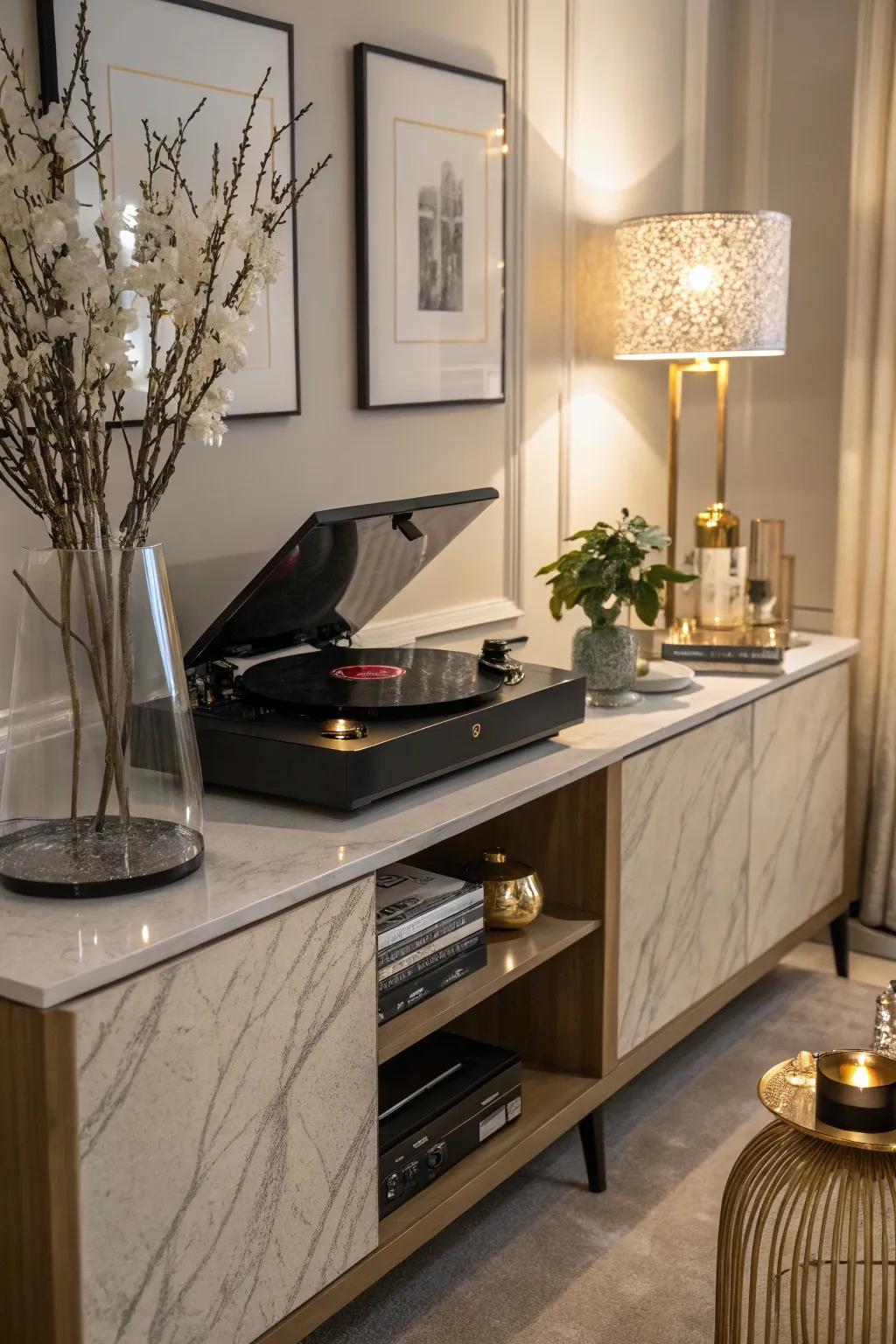 Understated elegance in a record player setup.