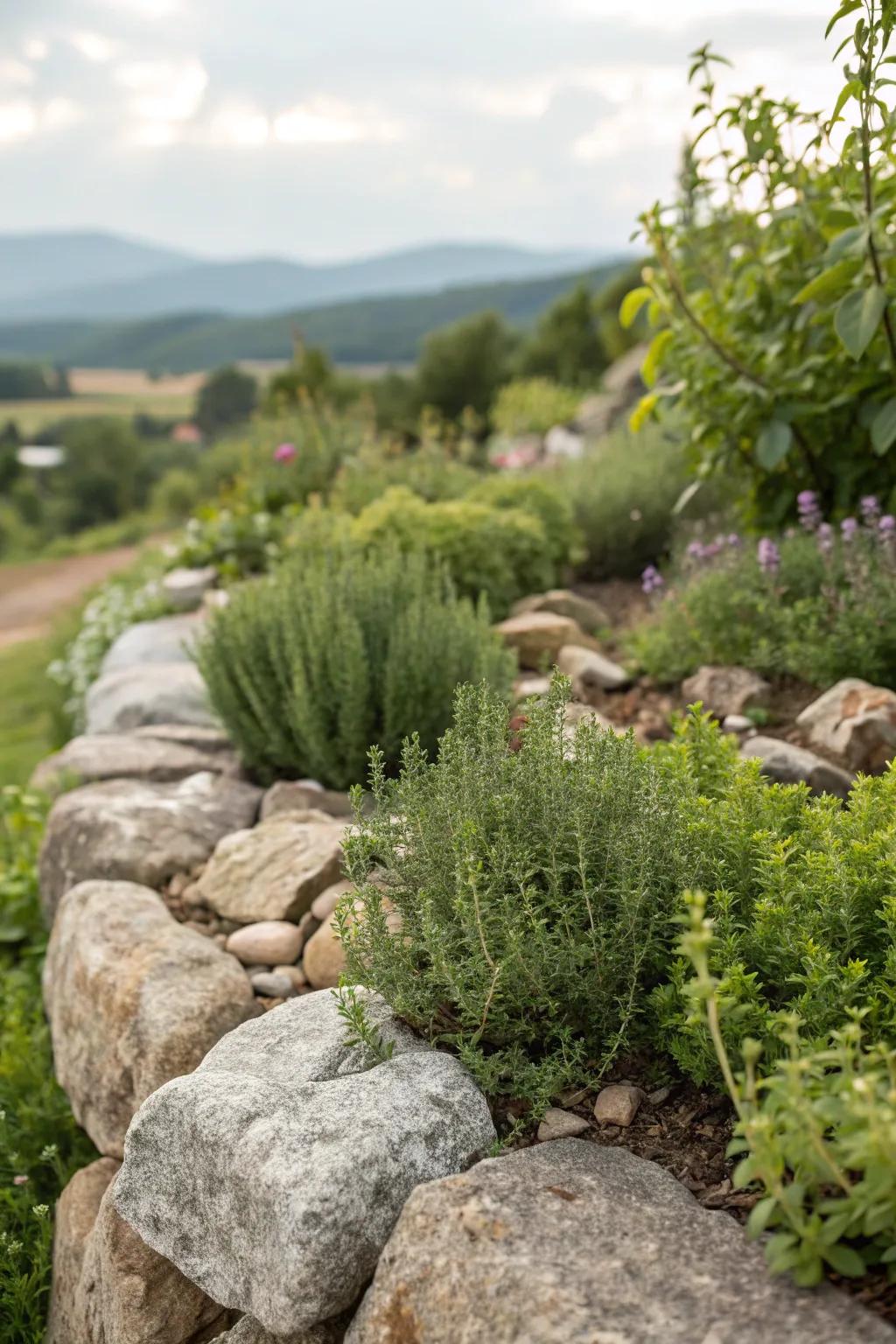Delight your senses with rock and herb combinations.