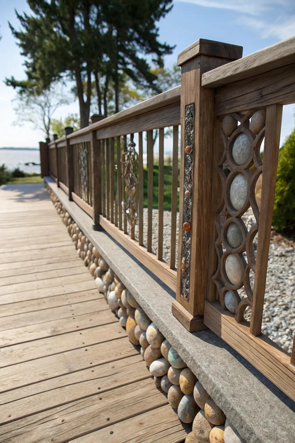Add elegance with stone inlay railings.