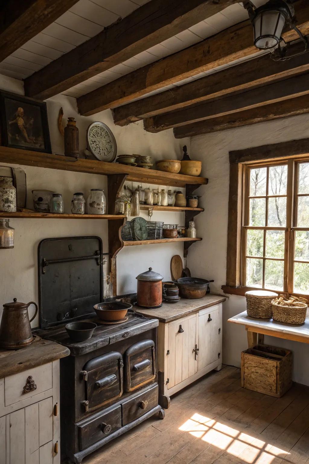 Antiques on display add historical charm.