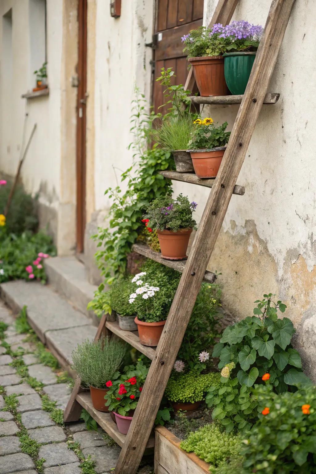 Ladder gardens offer a unique skyward cultivation solution.