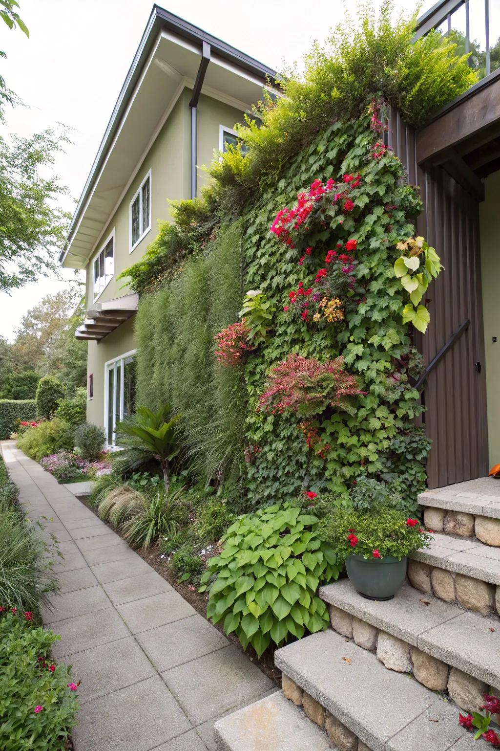 Vertical gardens maximize space and create visual interest.