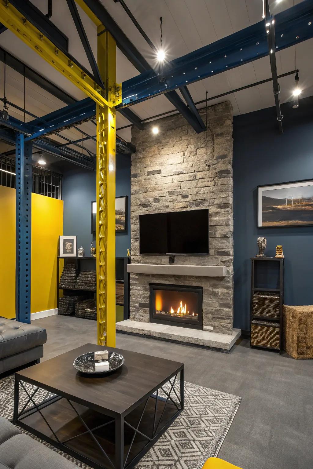 Append a metropolitan margin to your dwelling expanse via a stone hearth and factory accents. #IndustrialStyle #HomeDecor