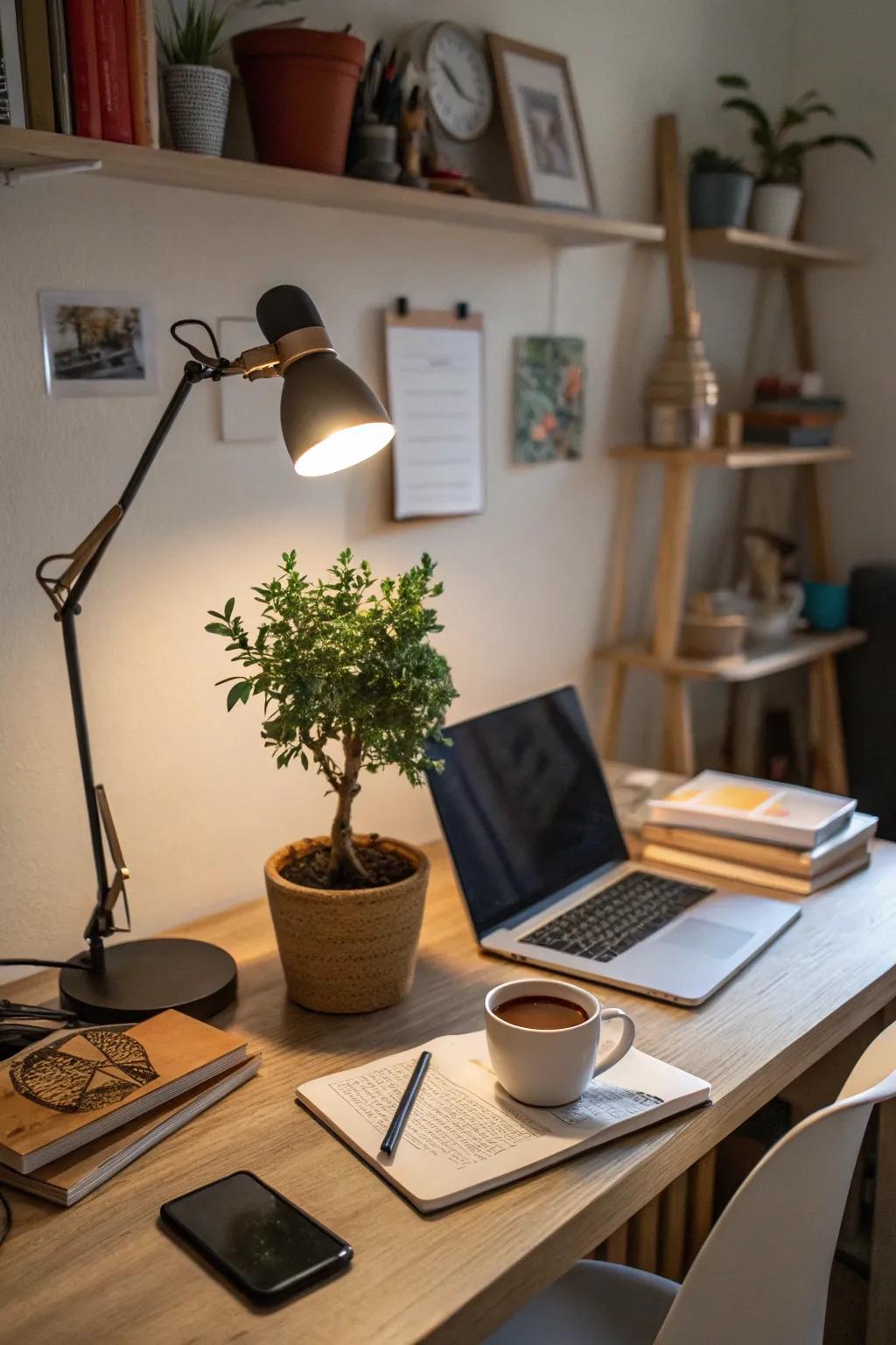 A touch of greenery can refresh any workspace.