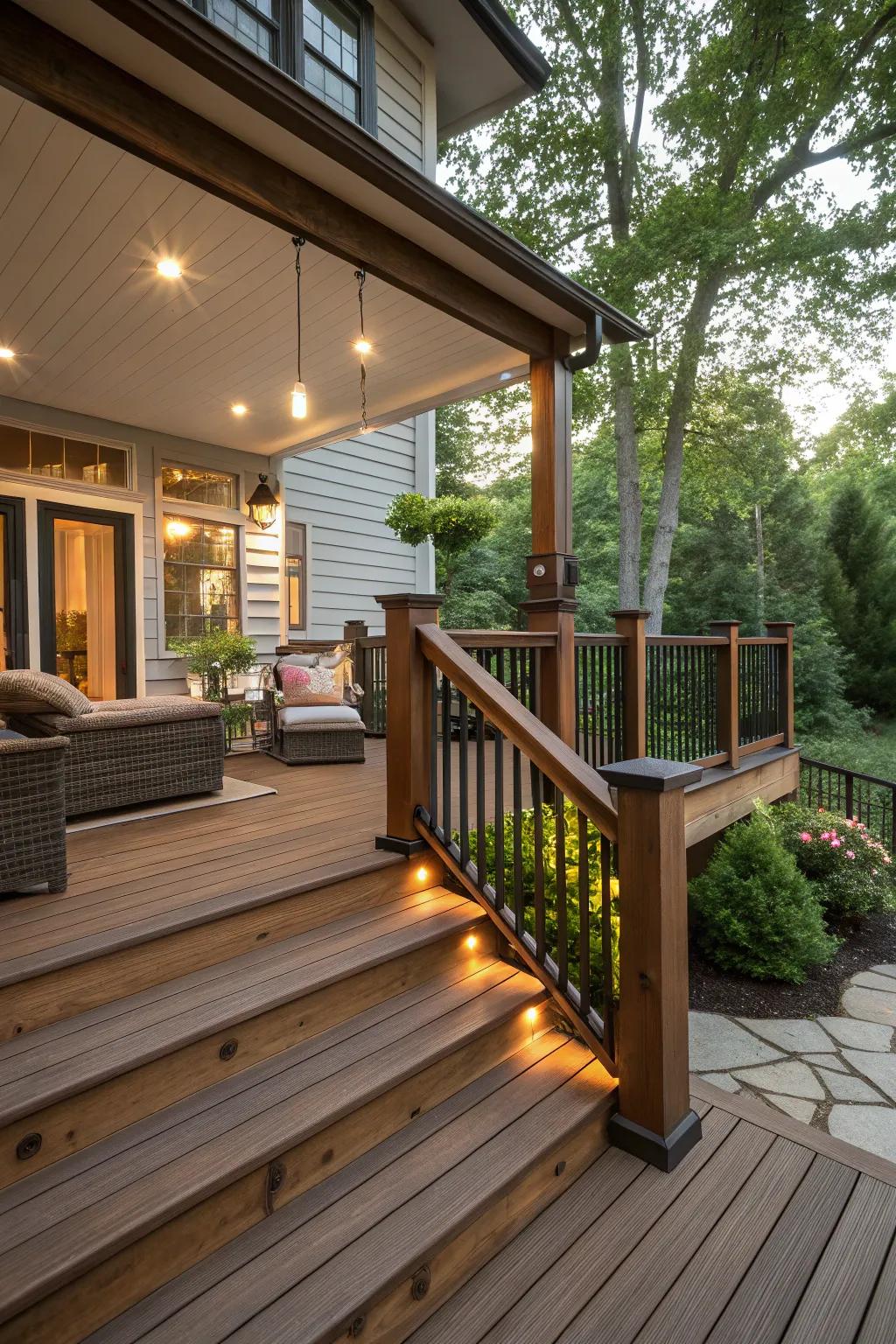 Blend modern and rustic with natural wood accents.