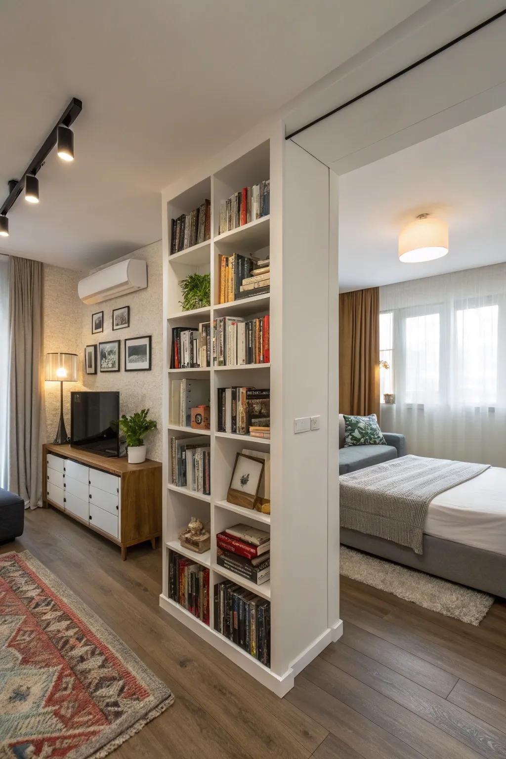 Define your living areas with creative, light-permitting space splitters.