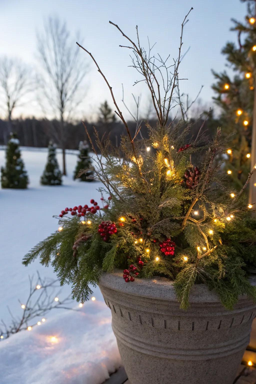 LED lights create a magical, twinkling effect for evening displays.