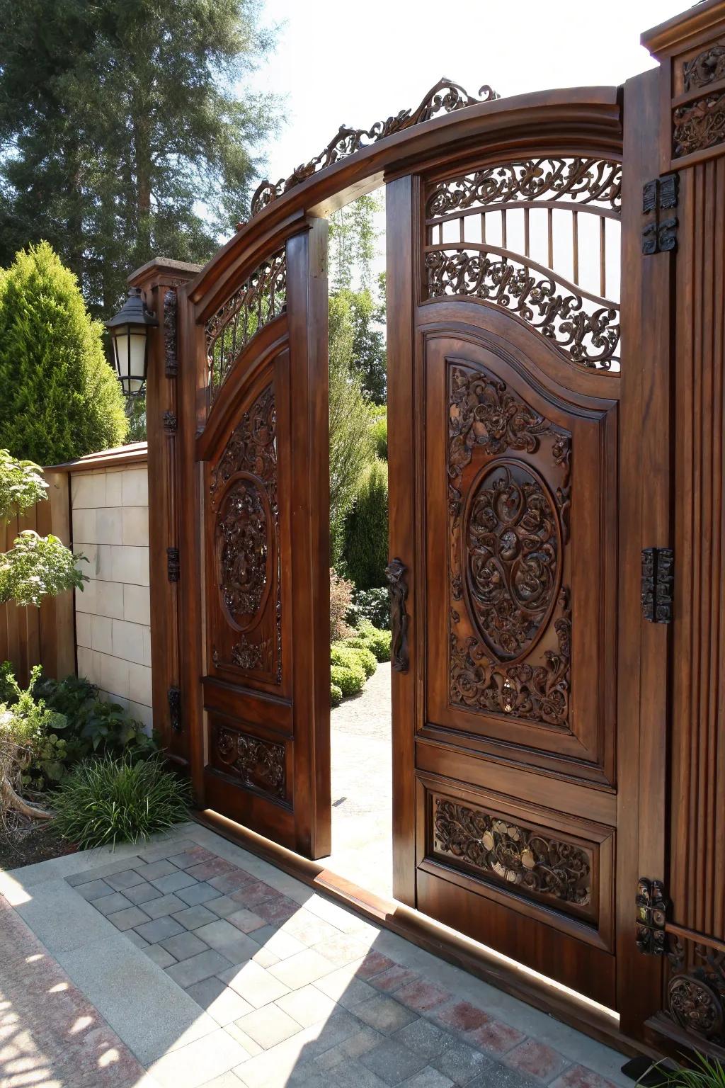 Experience luxury with this stunning double door gate, the perfect blend of craftsmanship and elegance.