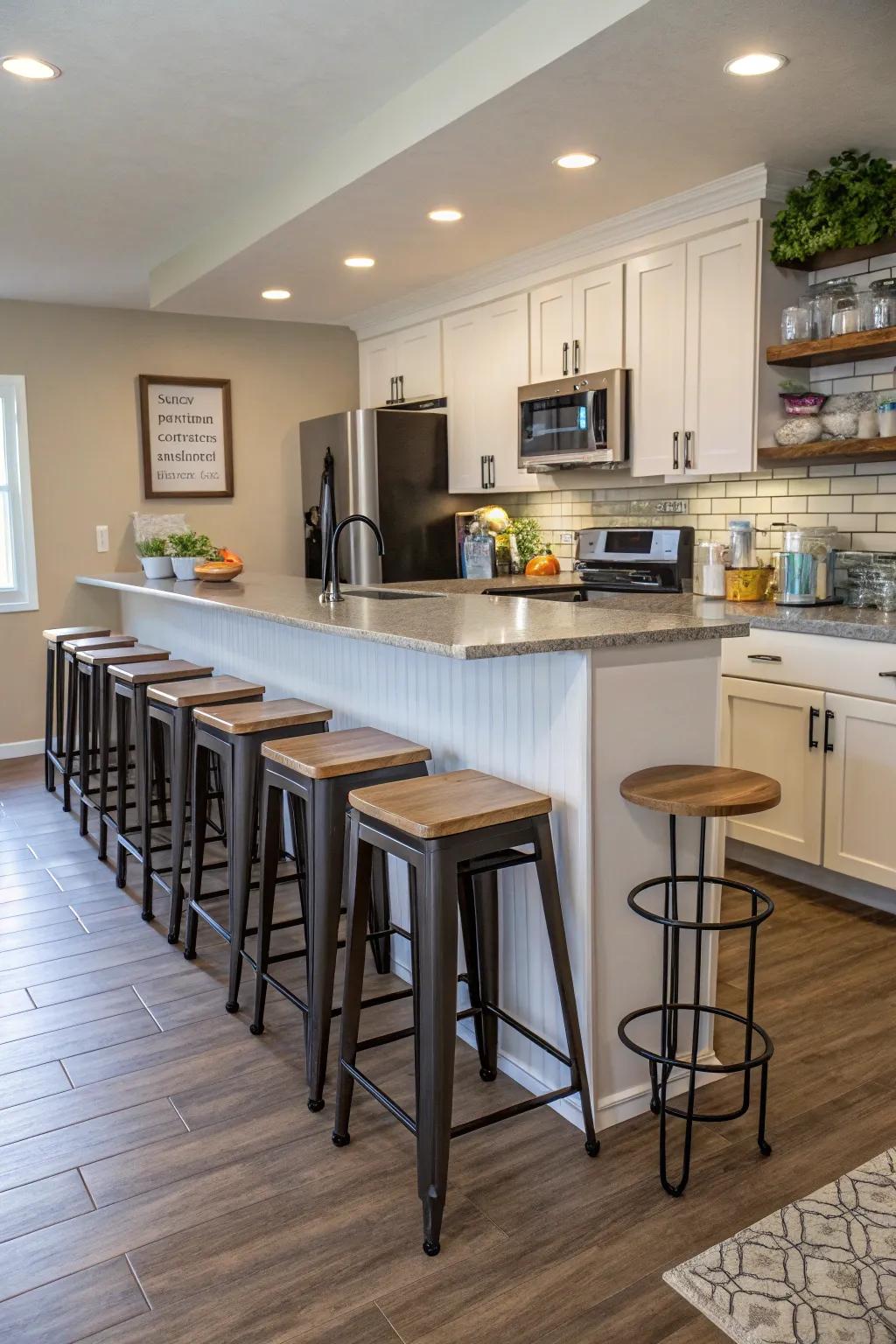 Adaptable seating provides versatility and space-saving benefits.