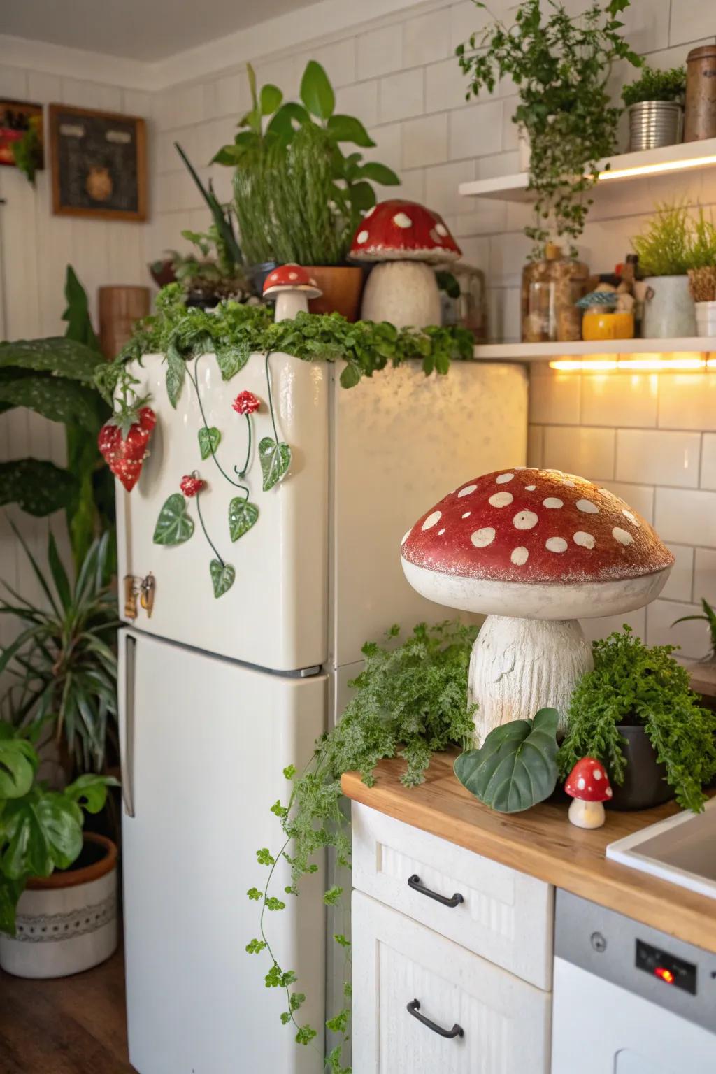 Create a wondrous garden above your refrigerator for a magical touch.