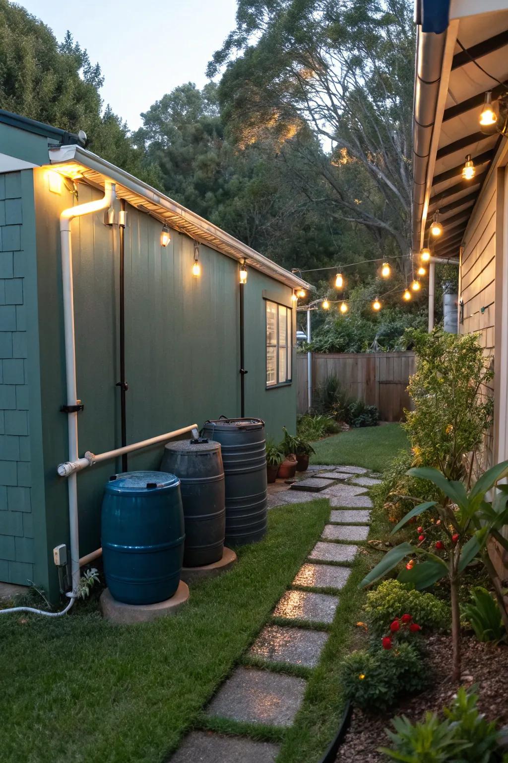 Add sustainable elements for an eco-friendly backyard.