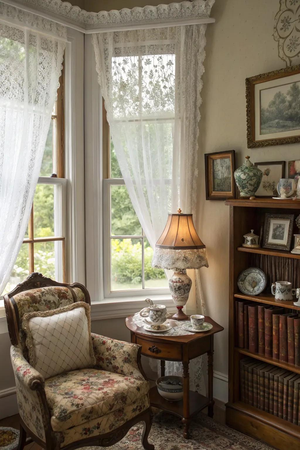 Infuse your bay window with personality using vintage furniture and décor.