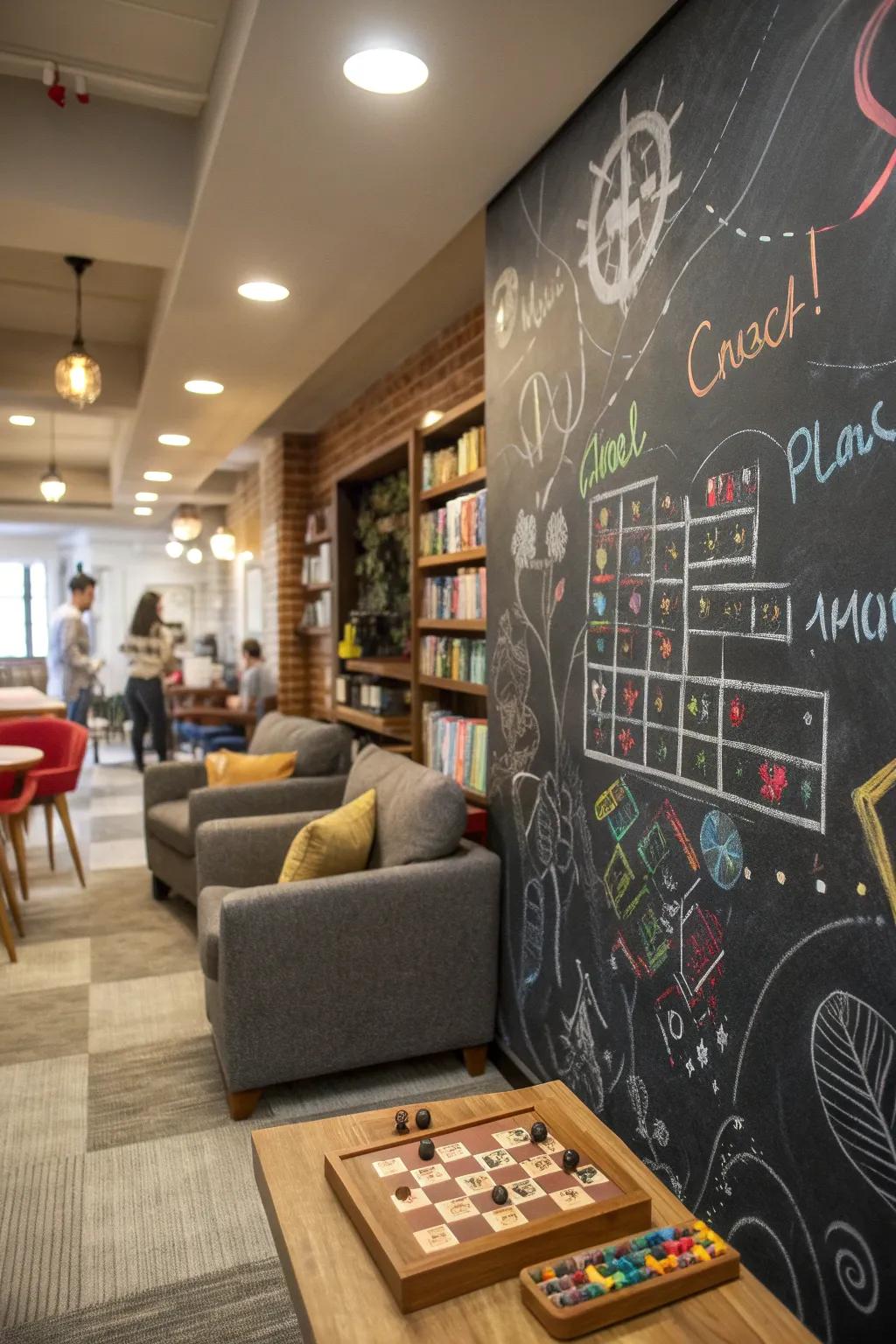 Interactive walls invite creativity and add a playful element to the room.