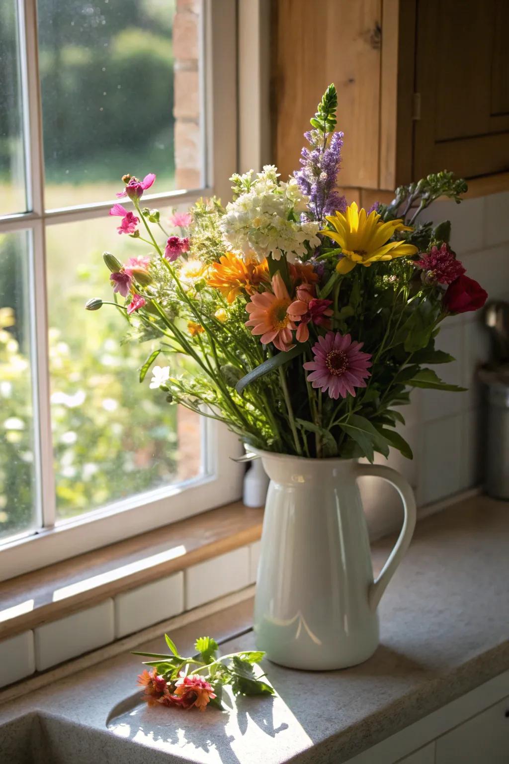 Garden-fresh bouquet bringing nature inside.