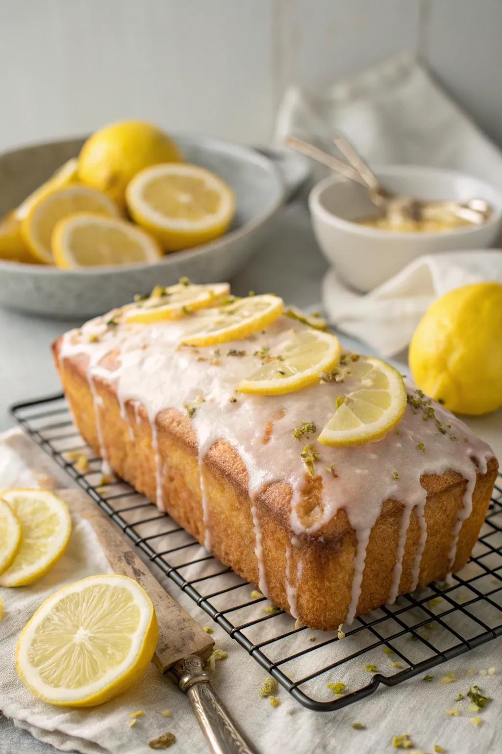 Lemon zest tea bread, a refreshing citrus delight.