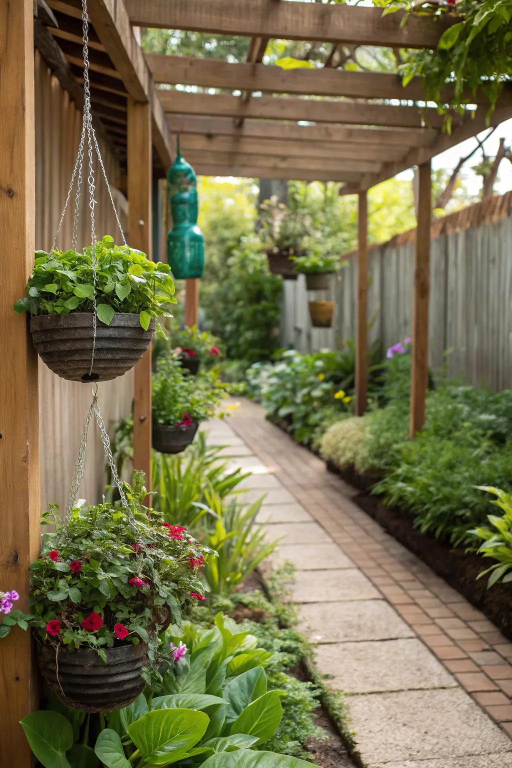 Plastic bottles get a new life as creative hanging vessels.