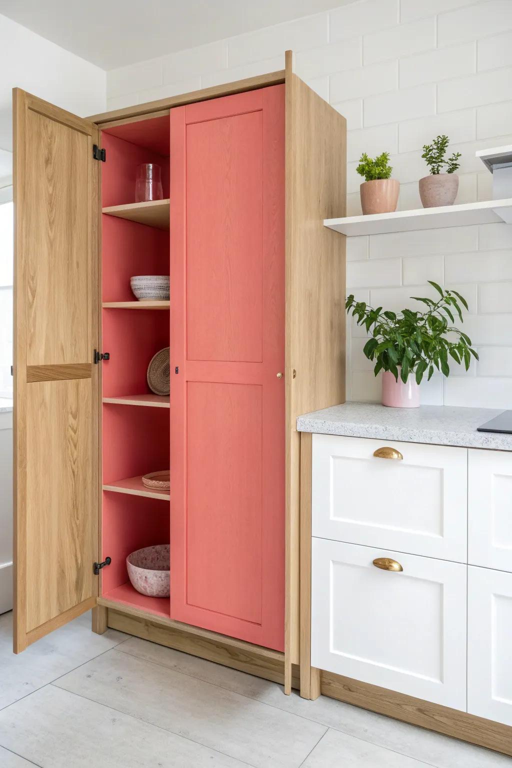 Unveil a splash of joy with a playful pop of color inside your cabinets!