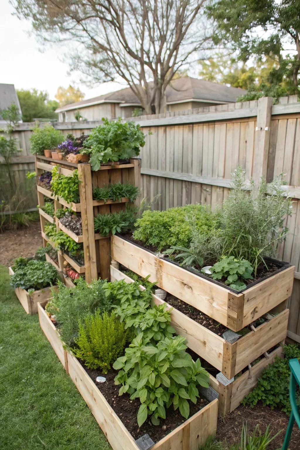 Pallets serve as charming and practical planters.