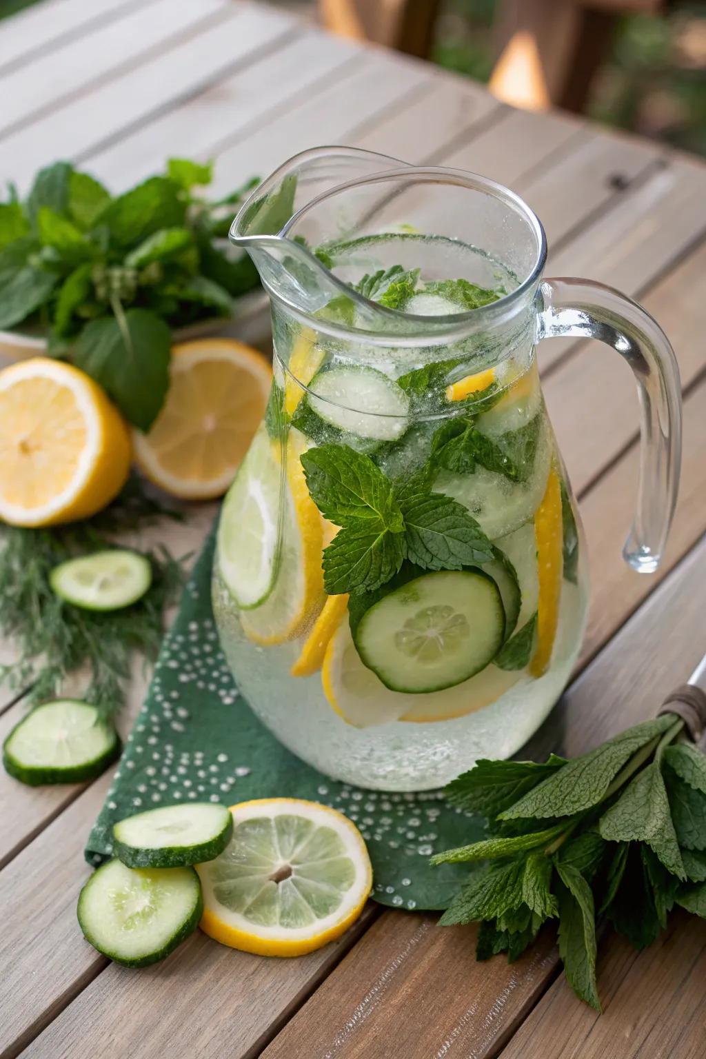 Stay cool and refreshed with delightful herb-infused water.