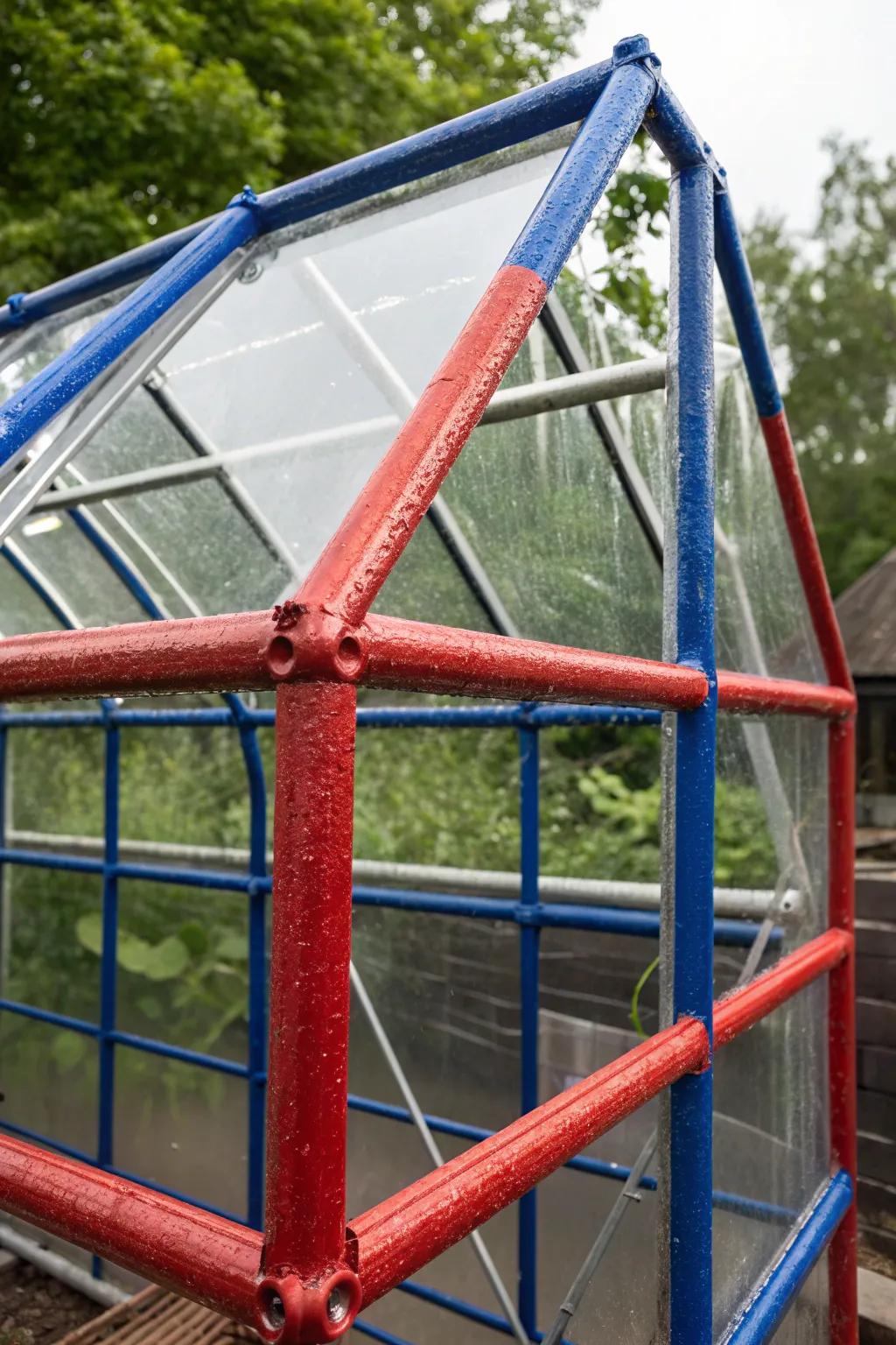 Rebar Resilience: Bold Colors Meet Industrial Strength in DIY Greenhouse Design