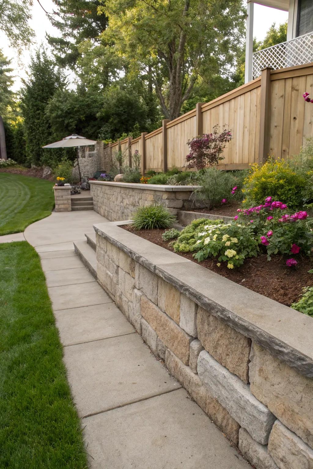 Innate stone accents inject warmth into concrete designs.