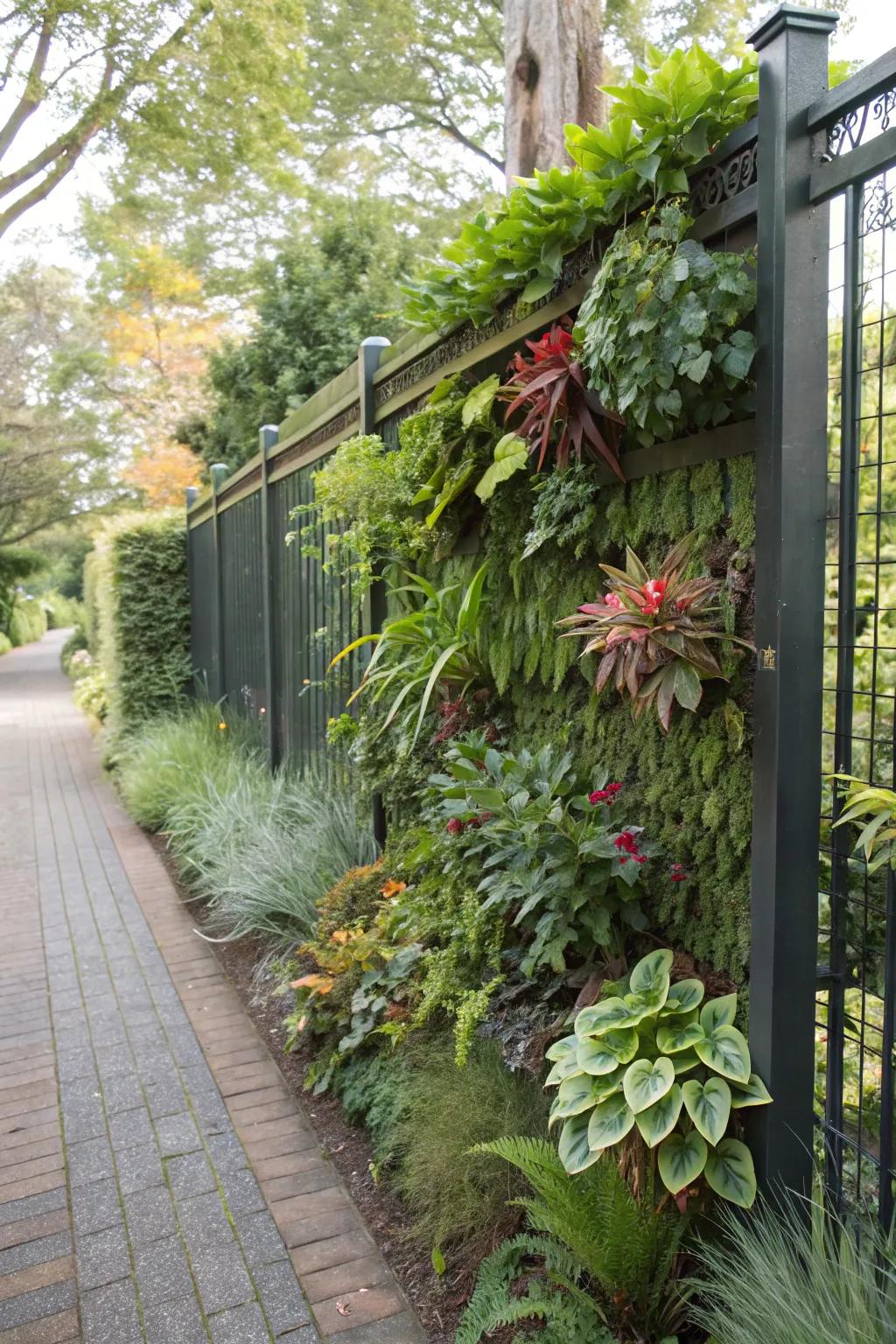 A vibrant living wall adding vertical greenery.