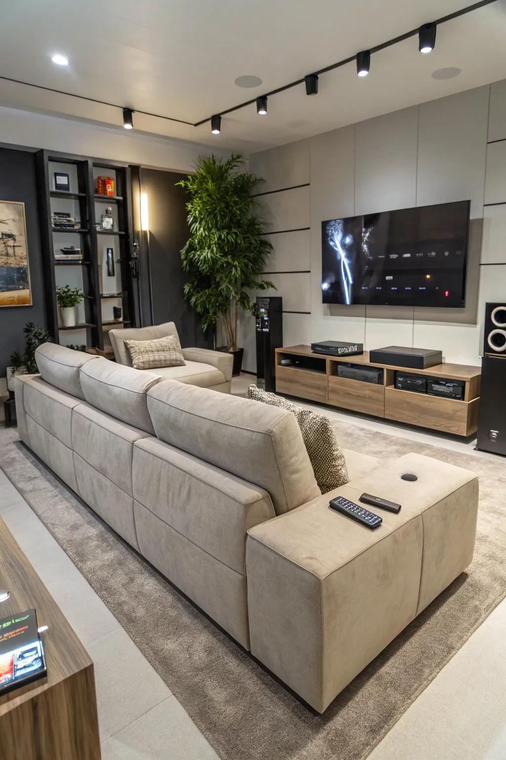 Incorporate technology into your corner sofa for a modern lifestyle touch.