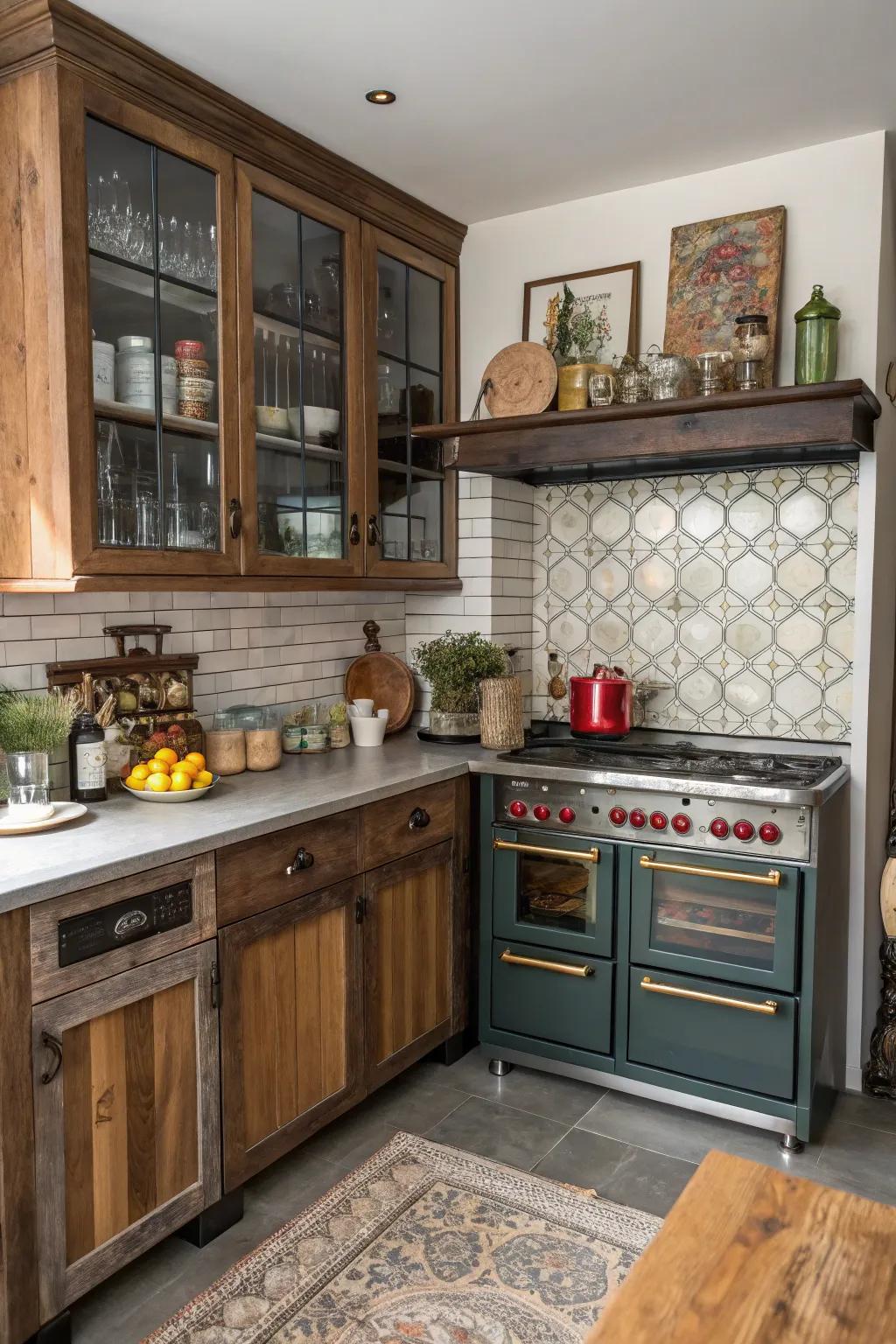 Express your style with an eclectic corner stove design.