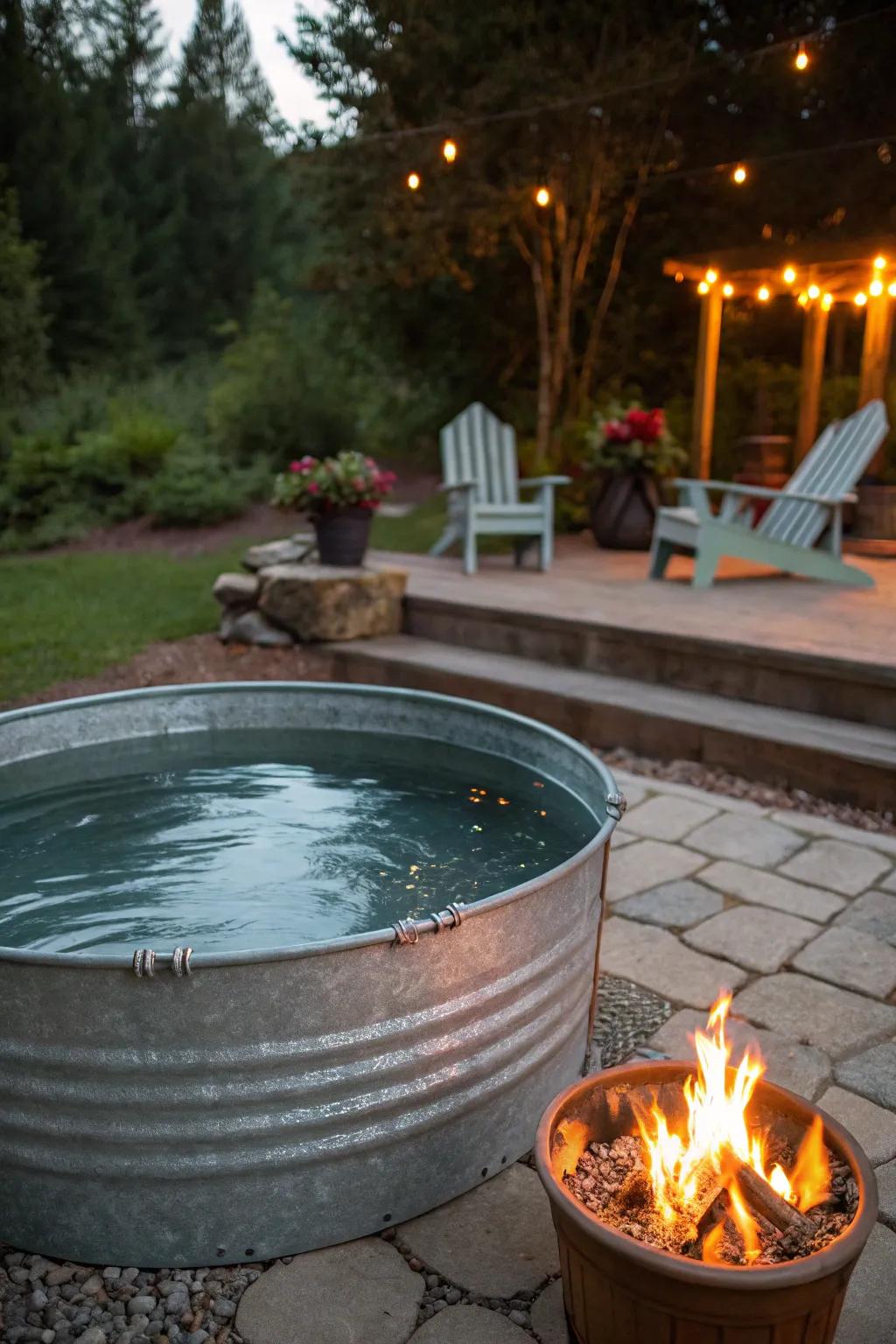 Create cozy evenings with a fire element near your pool.