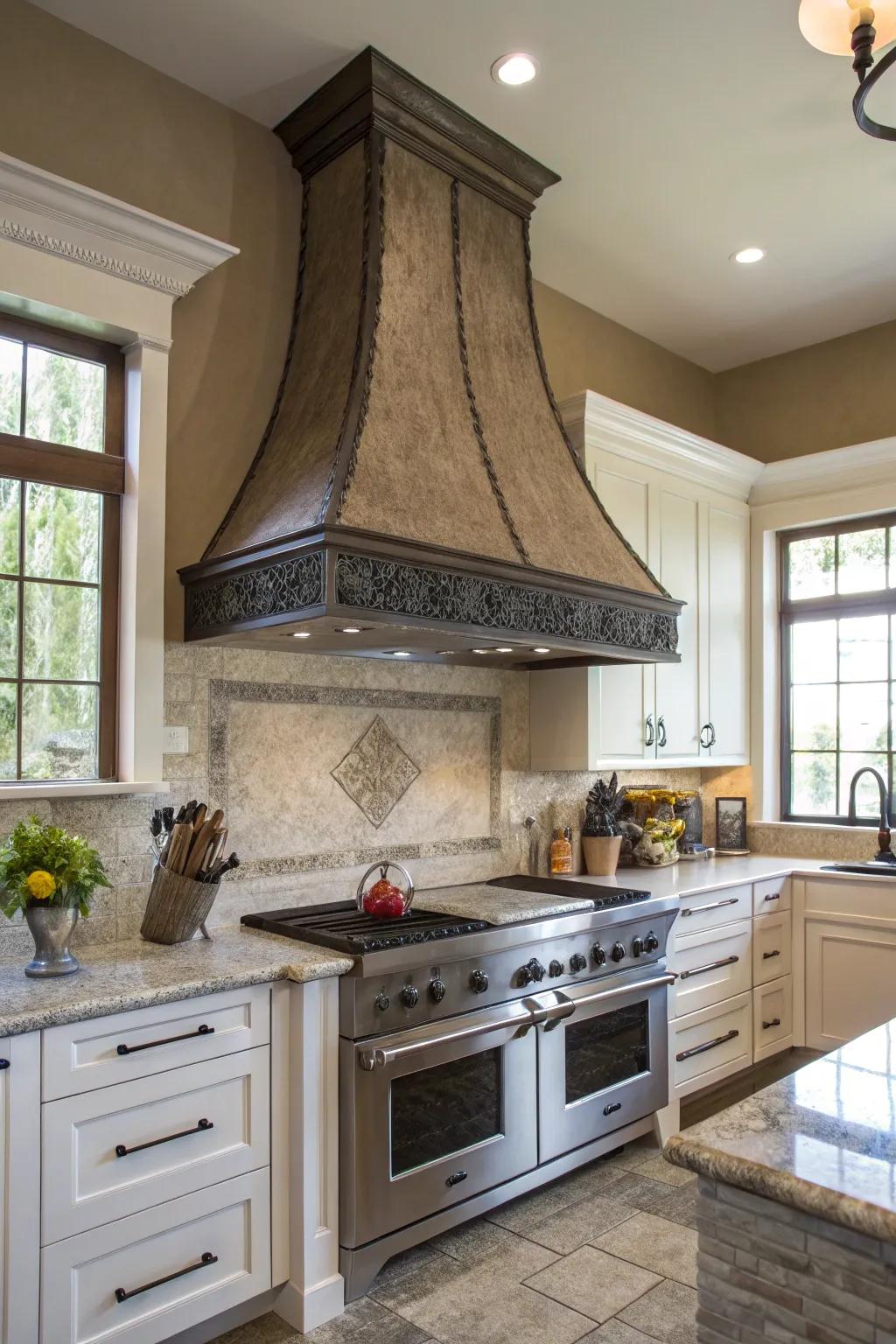 Sculptural range hoods convert kitchens into artistic showcases.