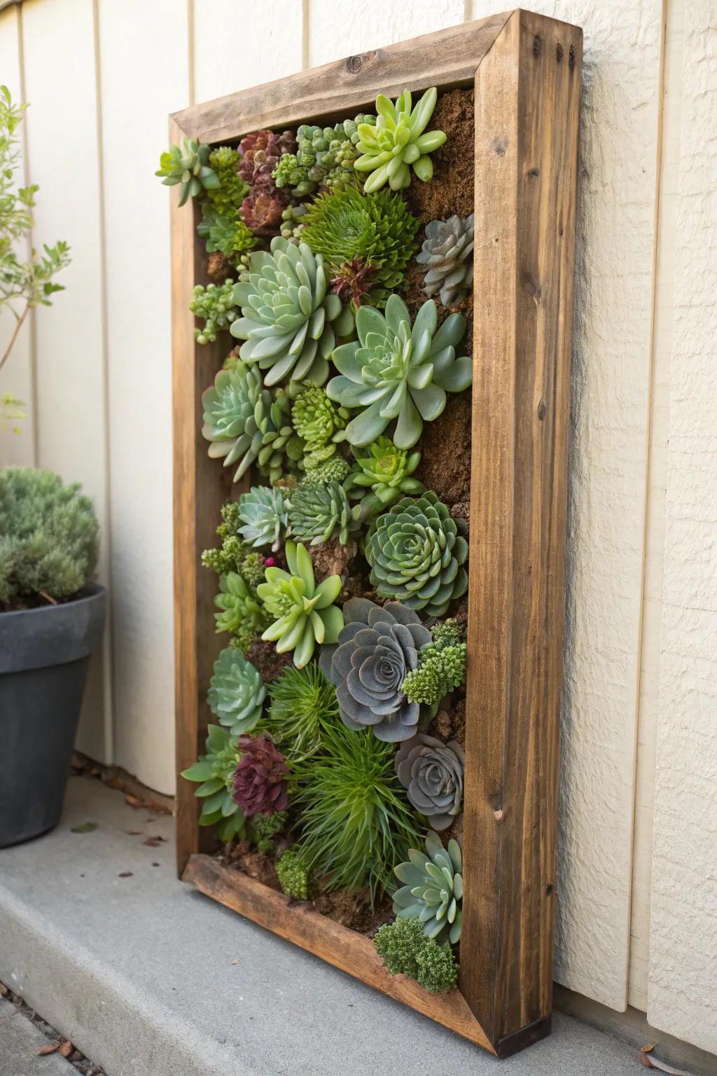 Transform your backyard with a stunning succulent wall—nature’s masterpiece in minimalist design.