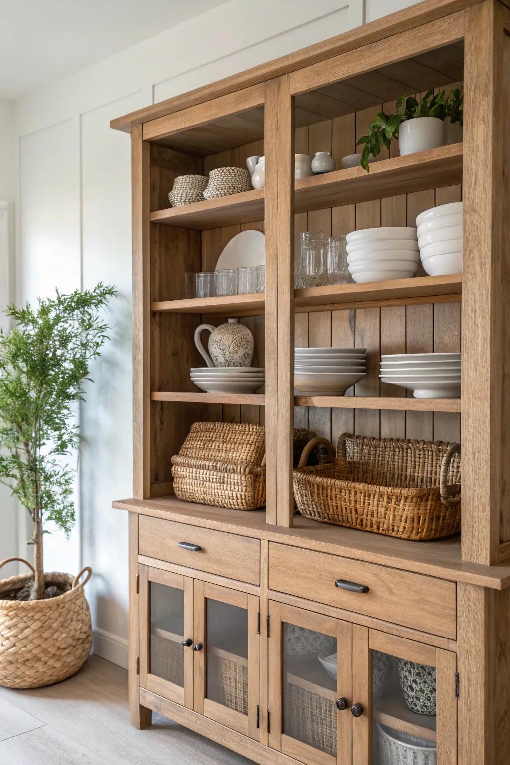 Effortlessly stylish: Embrace the charm of modular open shelving in your kitchen.