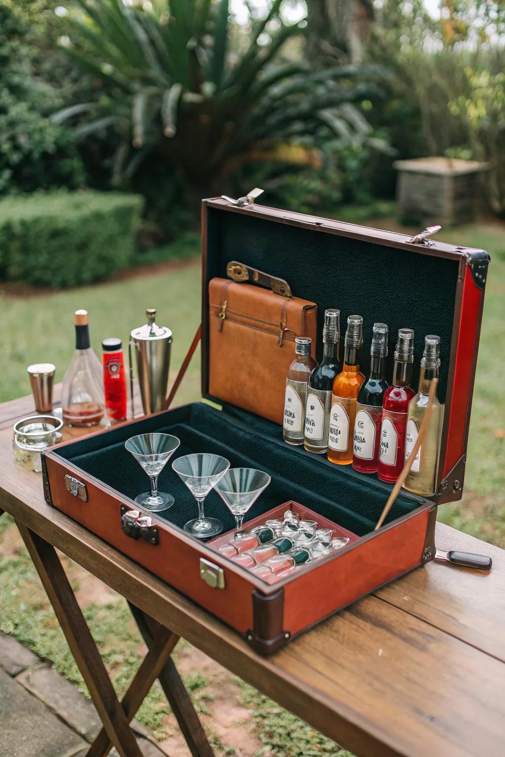 Elevate your outdoor gatherings with a stylish vintage suitcase bar – where nostalgia meets craftsmanship.