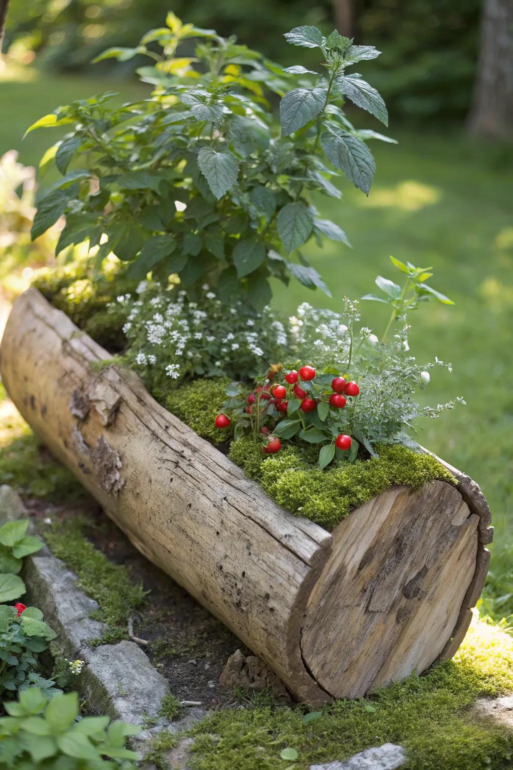 Embrace nature's beauty with this DIY Rustic Log Planter - a perfect blend of simplicity and elegance for your garden sanctuary.
