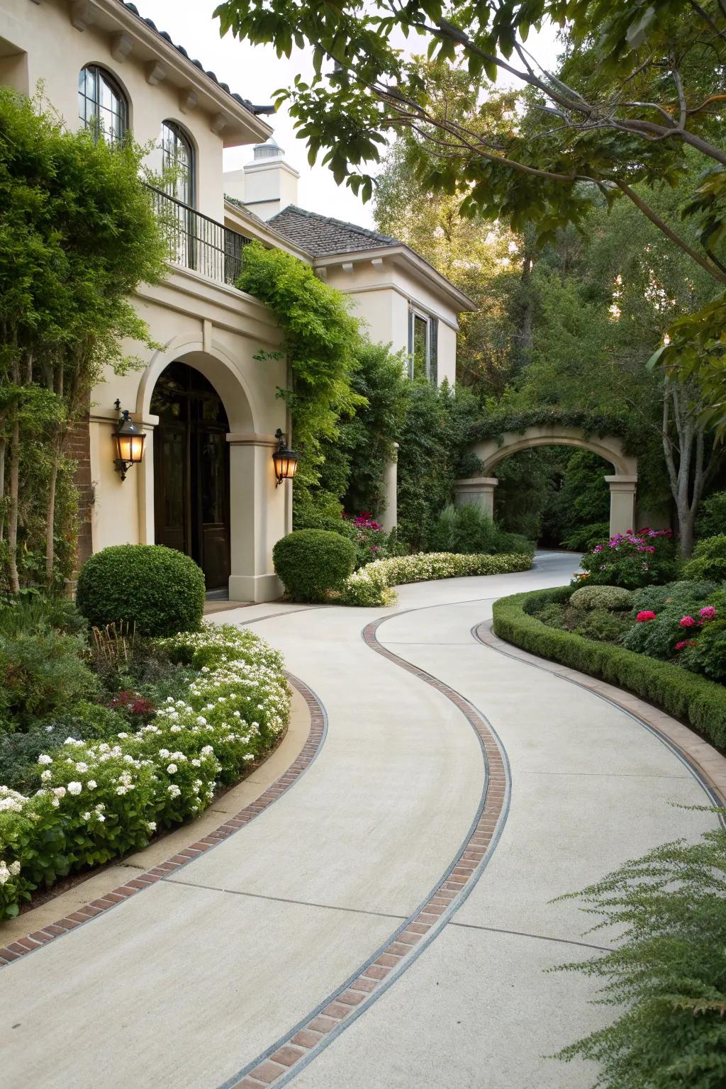Curved designs add elegance and smooth flow to driveways.